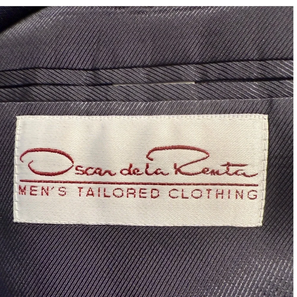 Oscar de la Renta Mens Navy Blue Blazer Sport Coat Gold‎ Tone Buttons *hole****